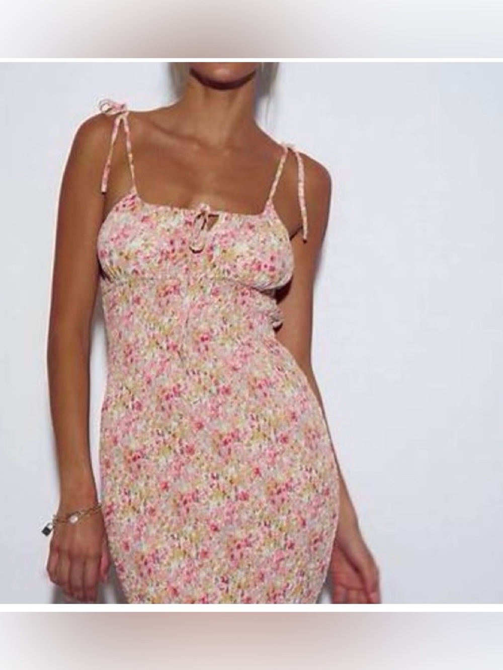 SNDYS x Revolve Newport Dress Sunset Floral Smocked Midi‎ Dress sz 8